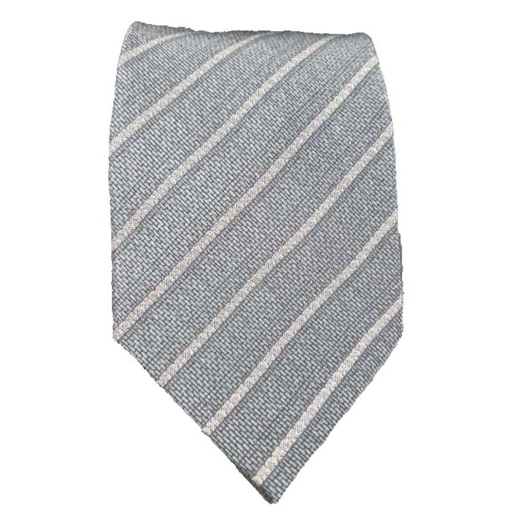 Van Heusen Men's Tie Black Gray Striped Classic Polyester Made in Korea